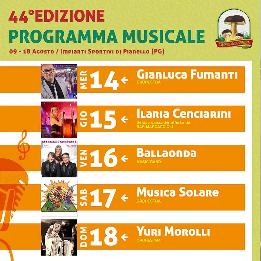 Programma Sagra del Fungo di Pianello (Perugia)